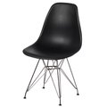 Fabulaxe Mid-Century Modern Style Plastic DSW Shell Dining Chair with Metal Legs, Black QI003947.BK